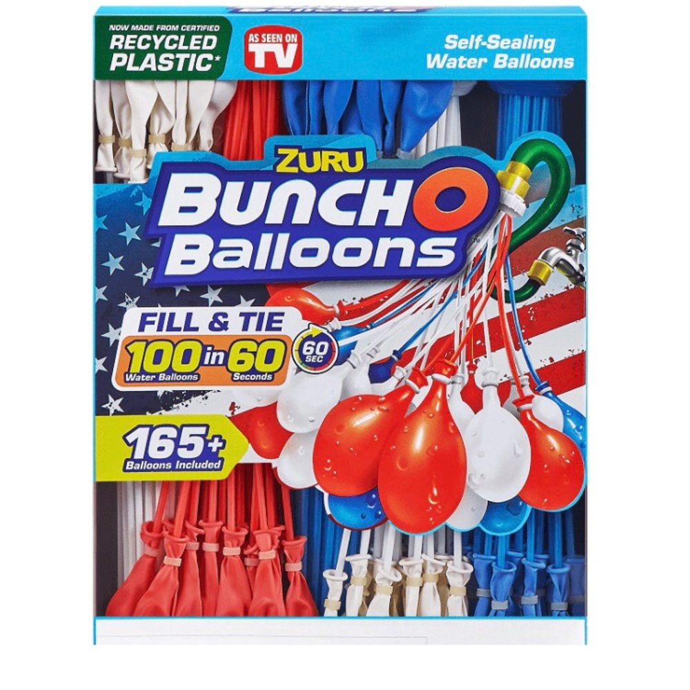 Bunch O Balloons 165 + Rapid Filling Water Balloons Self Sealing Red White Blue